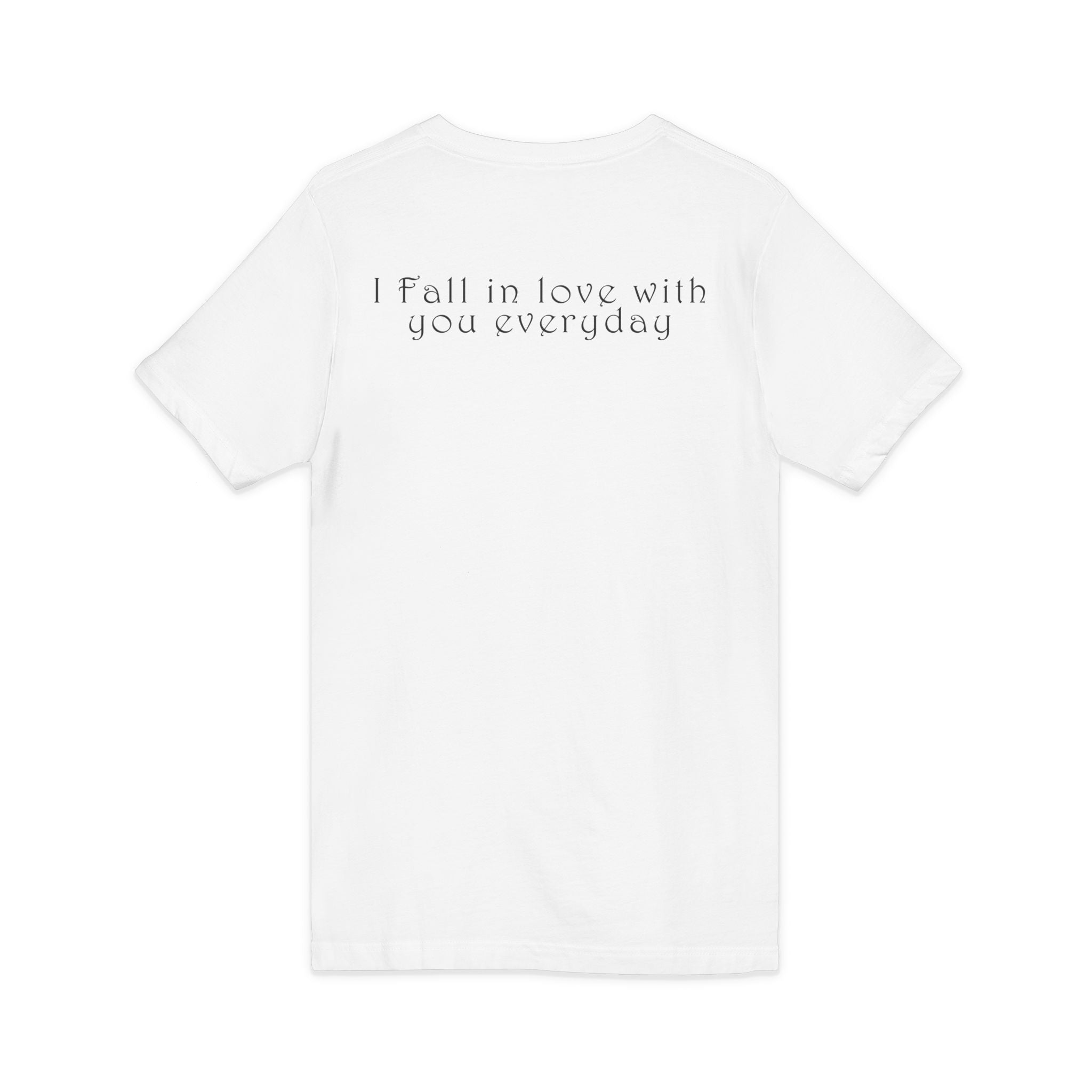 Anniversary V-Neck Tee – "It's Our Anniversary" with Rings & "I Fall in Love With You Everyday"