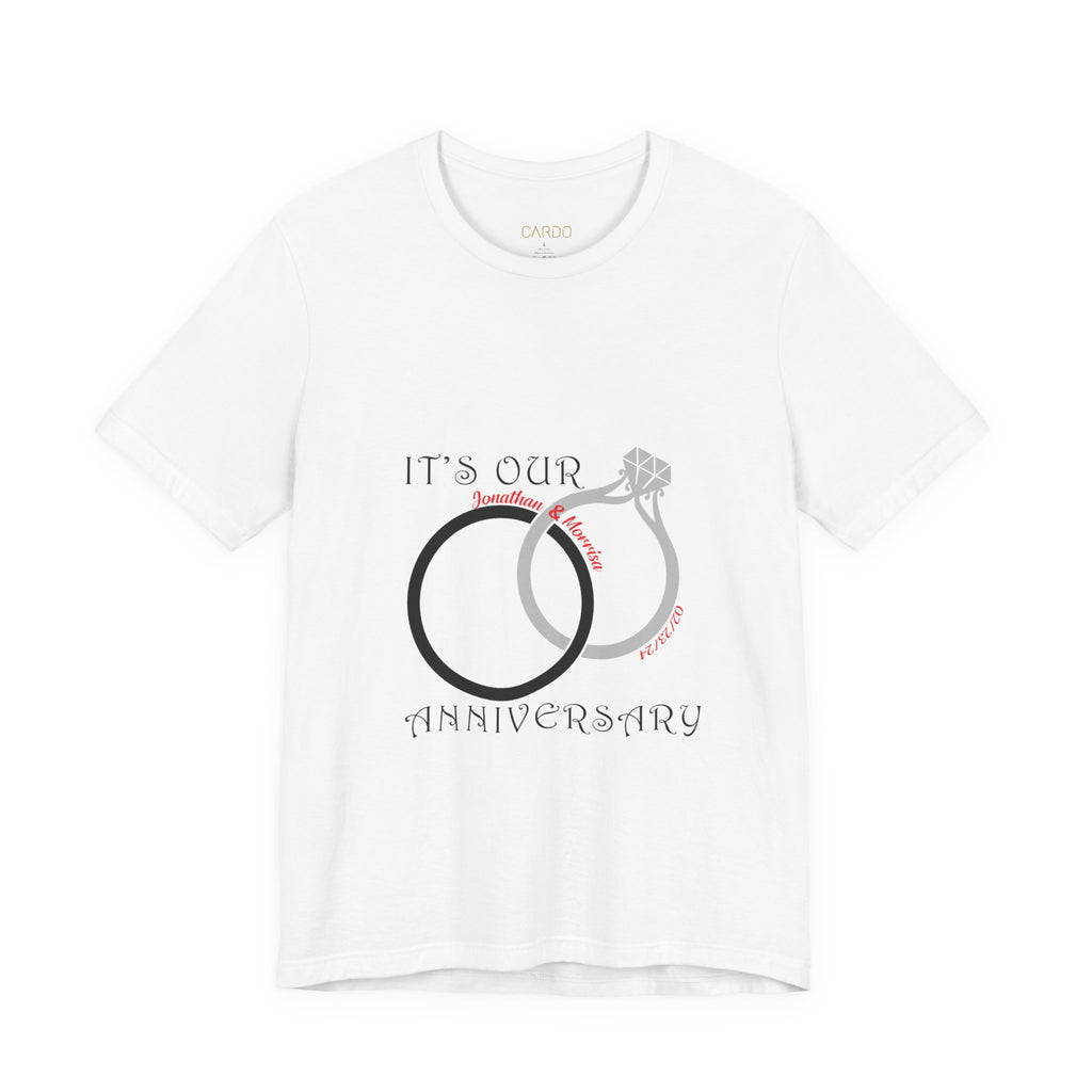 Anniversary Tee — "It's Our Anniversary" Rings Design (Back: "I fall in love with you everyday")